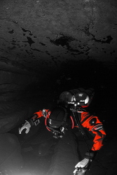 Diver in a cave in France by Andy Kutsch 